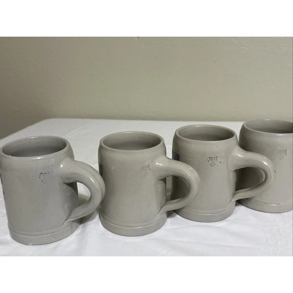 Set Of 4 Vintage Old Lufthansa Airlines 0.3L Ceramic Beer Stein Breweriana Crest